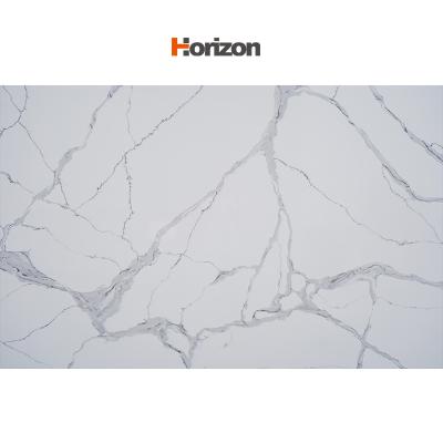 China Durable Factory Custom Wholesale white Quartz Vanity Stone Slab Calacatta Quartz Stone Countertop for sale