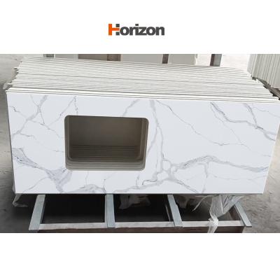 China Durable Horizon quartz Kitchen Countertops  calacatta Gold Quartz Stone	15/18/20Mm Quartz Slab for sale