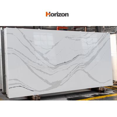 China Durable Horizon white Quartz Slabs artificial Stone customizable Sales quartz Stone for sale