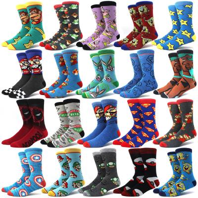 China Anime Print Sporty Custom Socks Fashion Novelty Funny Cartoon Men Women Comfort Sock Happy Colorful Cotton Crew Quilted Socks for sale