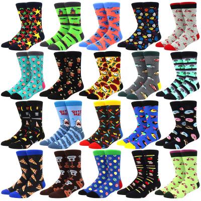 China Viable Brand New Men's Socks Cotton Crew Socks Jacquard Striped Knee Colorful Combed Socks High For Mens Funny Business Casual Dress Dress for sale