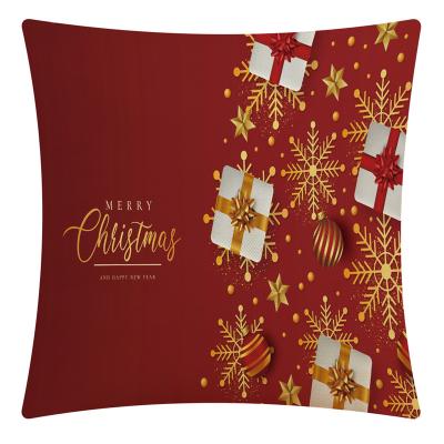 China Wholesale Non-Toxic Christmas Red Theme Led Decor Pillow Case Happy New Years Gift Early Christmas Pillow Case for sale