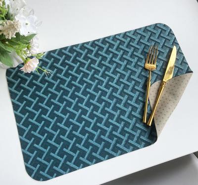 China Simple cotton and linen chenille dining mat, household anti slip point plastic dining table mat, high-end and delicate for sale