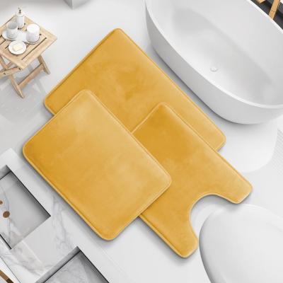 China Bathroom Rug Set Machine Washable Solid Rectangle Mats with PVC Non Slip Backing for sale