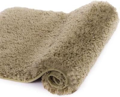 China Microfibe Non Slip Bath Mat for Bathroom Taupe Grey Water Absorbent Soft Microfiber Shaggy Bathroom Mat Machine Washable for sale