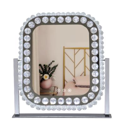 China Cute desktop makeup mirror with light, LED large internet celebrity makeup mirror, foldable and portable makeup mirror en venta