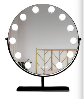 China LED mirror desktop storage European style princess mirror 8-inch 360 degree rotating with light double-sided LED mirror for sale