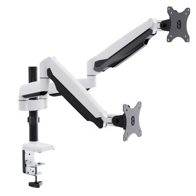 China Aluminum Alloy + ABS Adjustable Clamp Double Arm Monitor Mount / Desktop LCD Fender Gromment Monitor Mount Height 13-32