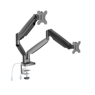 China Aluminum Alloy + Adjustable Desktop LCD Shock Absorber Arm ABS Dual Monitor Monitor Mount Heavy Duty Mount 13-35