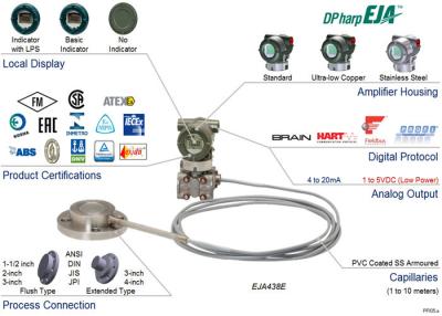 China Zender van de Yokogawaeja438e de Model 3600 Psi Differentiële Druk met Verre Diafragmaverbinding Te koop