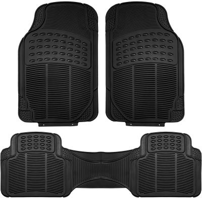 China 3-Piece Car Floor Mat Full Set Flexible Rubber Black Waterproof Professional Type for sale