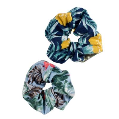 China Fashion Sweet Floral Flower Printed Cotton Cloth Hair Rope Ponytail Holder Elastic Hair Scrunchies Large Size for sale