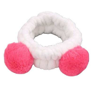 China Fashion OEM Quality Face Hair Band Fluffy Face Hair Band Fluffy Ball Makeup Wash Headbands Beautiful for sale