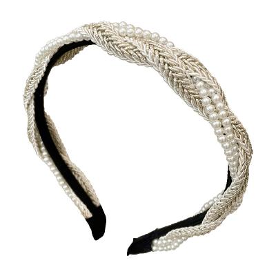 China Fashion luxury wholesale fabric hair band waving twist braided hair accessories fairy style headbands for women for sale