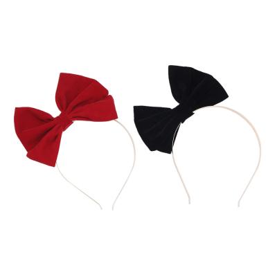 China Wholesale Party Festival Customized Large Color Velvet Hair Band Bow Tie Headbands For Women for sale