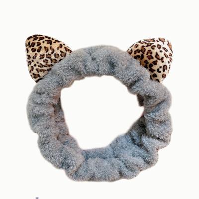 China Fashion Style Leopard Print Wash Face Headband Women Cute Attractive Cartoon Headbands Elastic Bands For Hair for sale