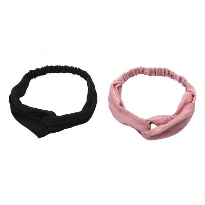 China Fashion Boho Yoga Turban Cotton Stretch Fabric Headbands Cross Wrap Elastic Headbands For Women Girls for sale