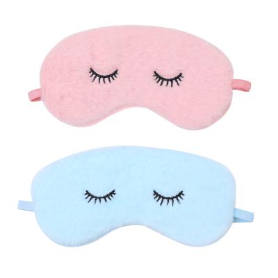 China Lovely Comfortable Soft Sleep Plush Headband Comfort Travel EyeMask With Embroidered Eyelashes For Sleeping for sale