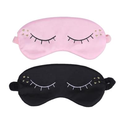 China Fashionable Cute Sleep Comfortable Plush Headband Travel EyeMask With Embroidered Eyelashes Heart Pattern For Sleeping for sale