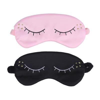 China Wholesale Cute Comfortable Plush Headband Embroidered Eyelash Heart Pattern Travel Sleeping Eye Mask for sale