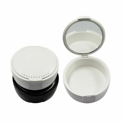 China Plastic Denture False Teeth Box Retainer Storage Case Dental Orthodontic Mouthguard Container With Mirror for sale