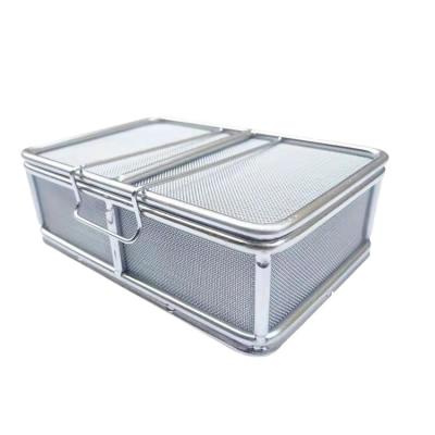 China Viable Storage Basket Surgical Instruments Disinfection Metal 304 Stainless Wire 316 Basket Sterilization Baskets With Lid for sale