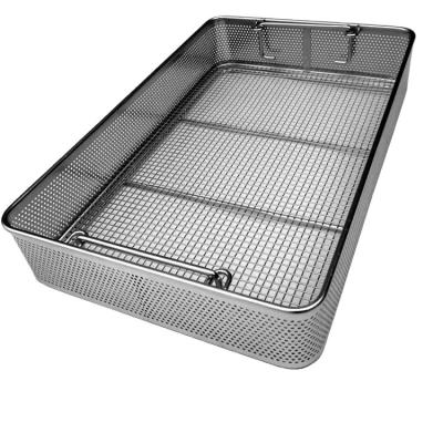 China Sustainable Hot Selling 304 316 316L Medical Ultrasonic Cleaning Basket Fruit Vegetable Disinfect Basket For Hospital Use for sale