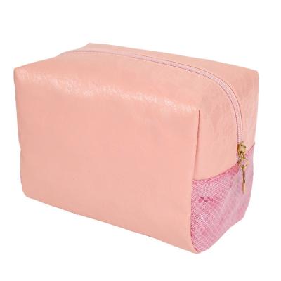 China 2022 Popular Simple Customize Travel Pink PU Cosmetic Bag Bag And Waterproof Cosmetic Case Sets For Women for sale