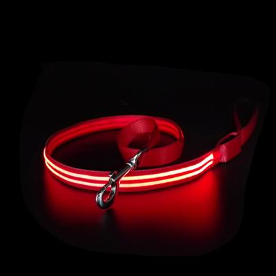 China New Arrival Nylon Light Up Dog Leash Illuminating Led Reflective Rechargeable Led Dog Nylon Pet Dog Leash for sale