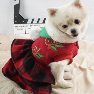 China Sustainable Pet Christmas Dress from Dog Clothes Manufacture Pet Fancy New Year Dress Designer for sale