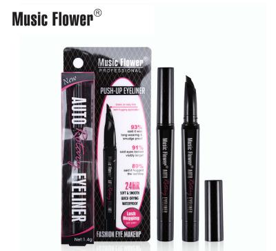 China Waterproof Official Music Flower Long Wearing Smudgeproof Black Gel Waterproof Soft Smooth Automatic Rotating Lift Eyeliner Pen for sale