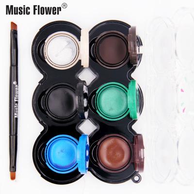 China 6 Color Music Brow Multiple Black Brow Music Eyeliner Gel Kit Green Green Blue White Supplier Smudge Proof Flower Waterproof Wholesale for sale