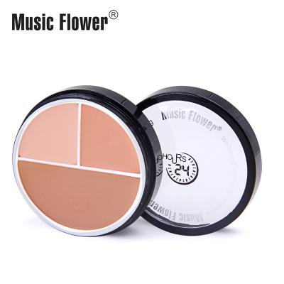 China Brighten Music Flower Smooth Sweatproof Face GMPC Long Lasting Makeup Hydration Creams 3 in 1 Full Coverage Waterproof Concealer Palette for sale