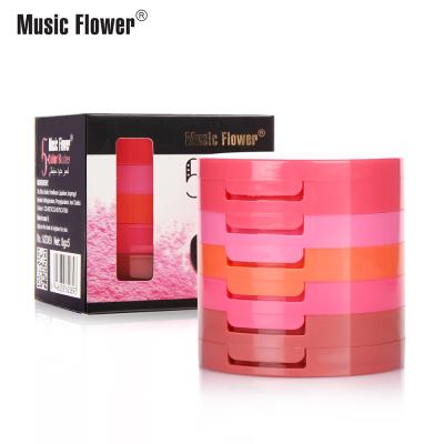 China Waterproof Music Flower 5 in 1 Color 5 Matte Longlasting Mineral Women Expert Natural Baked Soft Silk Cheek Blush Palette For Face Makeup for sale