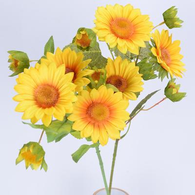 China Real Touch Artificial Sunflower Silk Flores Artificiales For Wedding Hall Decorations for sale