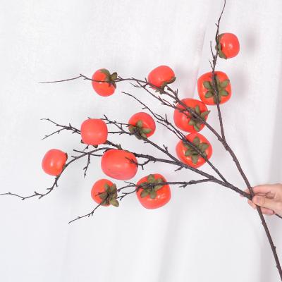 China Moss New Products Ins Simulation Warm Persimmon For Hotel Wedding Living RoomHome Flower Arrangement Decorative Fruit Branches Plant for sale