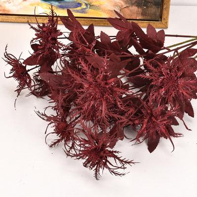 China Hand-feeling plastic flowers Eryngium simulation new product wedding home decor photography props decorative flowers for sale