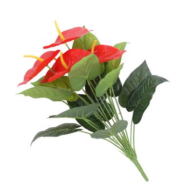 China Direct simple plastic flower simulation home decoration wedding anthurium plant plant plastic artificial anthurium for sale