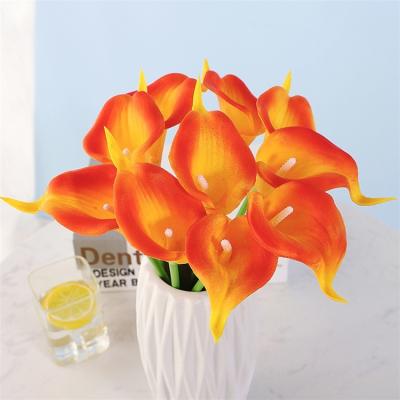 China Hot Selling Calla Lily Artificial Flower PU Soft Glue Decor Artificial Mini Real Flowers Home Decorative Touch for sale