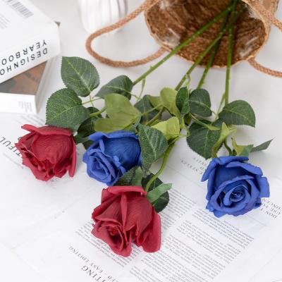 China Feel simple fabric simulation real touch moisturizing rose wedding home decoration bouquet artificial flower rose for sale