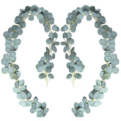 China Hot Sale Wedding Home Decoration Artificial Flower Leaves Eucalyptus Green Wreath Decorative Wedding for sale