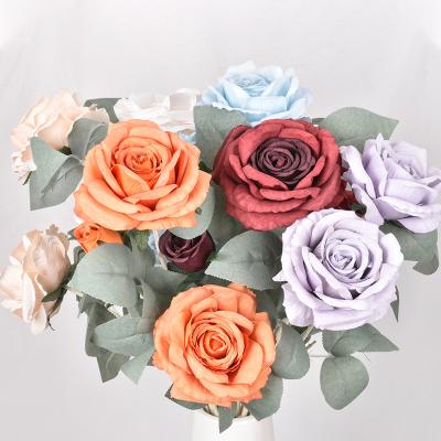 China Wholesale Beautiful Colorful Artificial Flower Plant Artificial Velvet Rose Eternal Flower Valentine's Day Gift For Wedding Decoration for sale