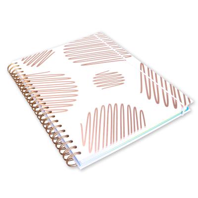 China paper & Cardboard Custom Design Undated 2021 Rose Gold PU Cover Spiral Stationery 2022 Diary Teachers Planner With Affirmation Words for sale