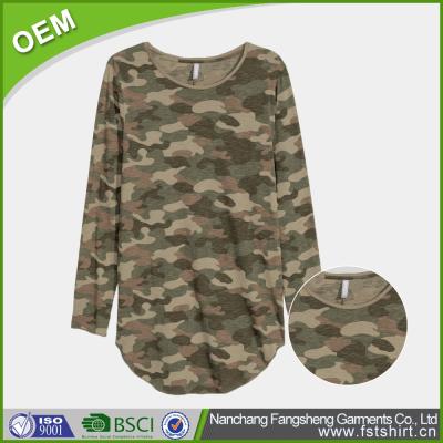 China Custom Anti-Pilling Men's Long T-Shirt Tee Shirt Mens Long Raglan Camouflage T-Shirt for sale