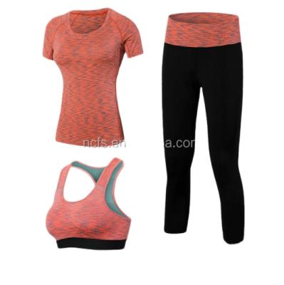 China Antibacterial Fitness Clothing Training Yoga Sets Three Pieces For Women for sale