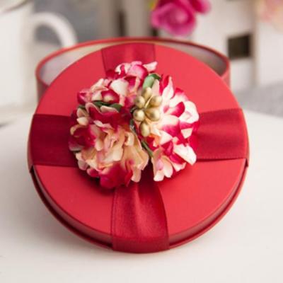 China Round Red Tin Can 4oz Candy Box Slip Lid Small Mint Wedding Gift Metal Tin Box for sale