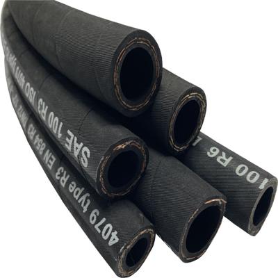 China Petroleum Base Hydraulic Fluids Oil Resistant Rubber Hose 2 Layers Textile Braid High Temperature Hose 1/2 SAE100R3 for sale