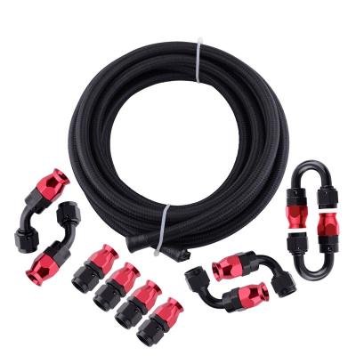 China Auto Motorcycle Oil Cooler System Hose AN8 Fuel Hose Nylon Braided Black Nylon Braided Oil Cooler Rubber Hose for sale