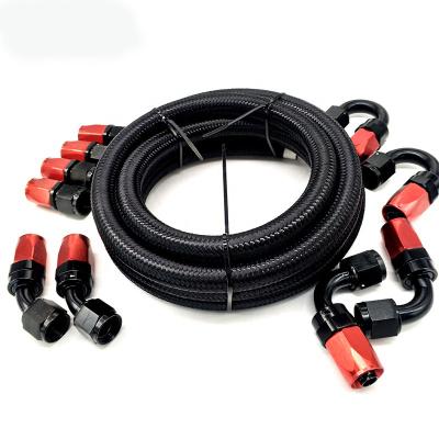 China Oil Cooler System 3/8 Nitrile Rubber Oil Hose With Light Fiber Braided Jacket Reusable Hose And Ends Set for sale