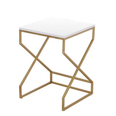 China Factory Sale Durable Various Shape Marble Metal Corner Rectangular Retro Side Tables Living Room for sale